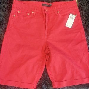 Red Women Polo Knee Length Shorts